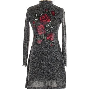 NWT Ultra Flirt gray floral long sleeve dress XXL